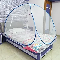 Mosquito Net Polyester Foldable for Adult Single Bed White Color and Blue Patti-thumb1