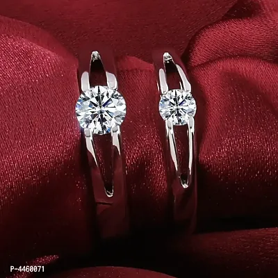 Adjustable Couple Rings Set for lovers Silver Plated Solitaire for Men and Women-2 pieces-thumb2