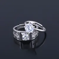 Adjustable Couple Rings Set for lovers Silver Plated Solitaire for Men and Women-2 pieces-thumb1
