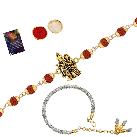 Combo Of 2 Gorgeous Rakhi With Roli Chawal And Greetings Card