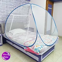 Mosquito Net Polyester Foldable for Adult Single Bed White Color and Blue Patti-thumb2
