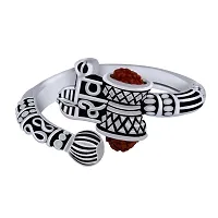 Stylish Rudraksha Trishul Damroo Designer Oxidized Silver Rings for Men-thumb1