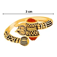 Stylish Rudraksha Trishul Damroo Designer Oxidized Gold Rings for Men-thumb1