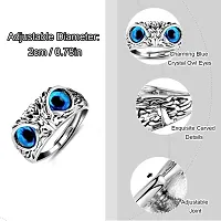 Blue Demon Eyes Owl/Ullu Bird Face Design Thumb Finger Ring Stainless Steel Silver Plated Ring-thumb1