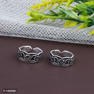 Toe Rings for Women Traditional Silver Oxidised Toe Rings Set Bichiya for women-thumb0
