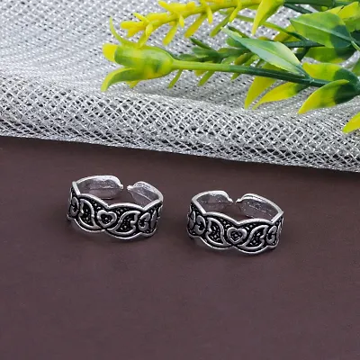 Toe Rings for Women Traditional Silver Oxidised Toe Rings Set Bichiya for women