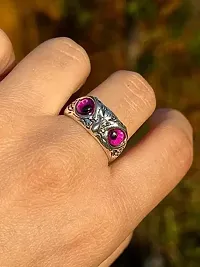 Pink Demon Eyes Owl/Ullu Bird Face Design Thumb Finger Ring Stainless Steel Silver Plated Ring-thumb2