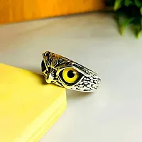 Yellow Demon Eyes Owl/Ullu Bird Face Design Thumb Finger Ring Stainless-Steel Silver-Plated Ring-thumb2