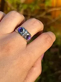 Purple Demon Eyes Owl/Ullu Bird Face Design Thumb Finger Ring Stainless-Steel Silver-Plated Ring-thumb2