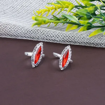 Toe Rings for Women Traditional Red Color Oxidised Toe Rings Set Bichiya for women