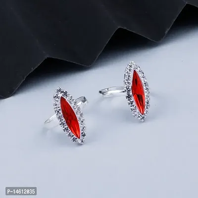 Toe Rings for Women Traditional Red Color Oxidised Toe Rings Set Bichiya for women-thumb2