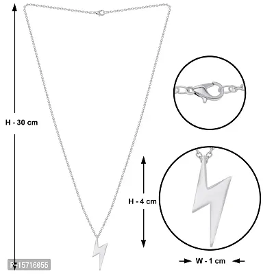 Style Lightning Bolt Thunder Necklace Punk Fashion Black Color\Silver Color Pendant Set Pack of 2-thumb4