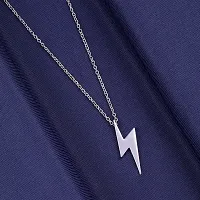 Style Lightning Bolt Thunder Necklace Punk Fashion Black Color\Silver Color Pendant Set Pack of 2-thumb1