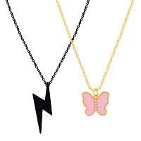 Butterfly Gold Peach and Black Color Necklace Pendant Chain For Women-thumb3