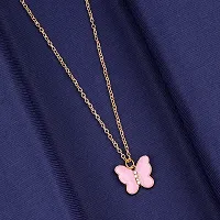Butterfly Gold Peach and Black Color Necklace Pendant Chain For Women-thumb2