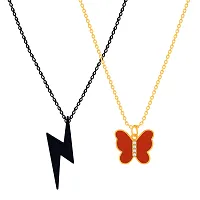 Black and Red Color Butterfly Pendant Necklace Chain For Girls-thumb3