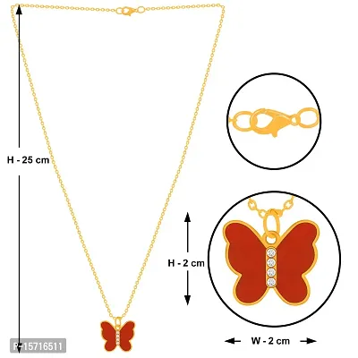 Black and Red Color Butterfly Pendant Necklace Chain For Girls-thumb5