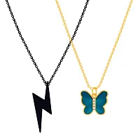 Black Color/Blue Butterfly Necklace Chain for Women and Girls Pack of 2-thumb3