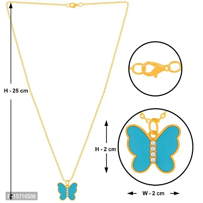 Black Color/Sky Blue Butterfly Necklace Chain for Women and Girls Pack of 2-thumb4