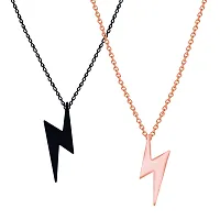 Rose Gold and Black Color Zig Zag Flash Necklace Chain for Women and Girls-thumb3