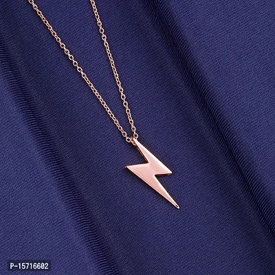 Rose Gold and Black Color Zig Zag Flash Necklace Chain for Women and Girls-thumb2