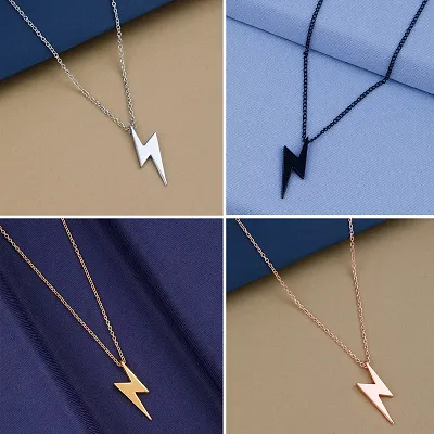 Zig Zag Flash Lightning Solid Multi Color Fancy Pendant Chain Pack OF 4