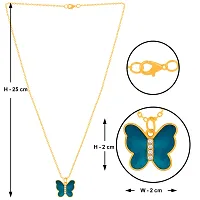 Different Type Blue Color Chain Plated Butterfly Pendant Necklace for Women and Girls Pack Of 3-thumb1