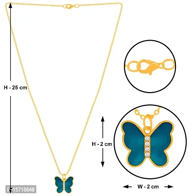 Different Type Blue Color Chain Plated Butterfly Pendant Necklace for Women and Girls Pack Of 3-thumb2