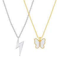 Butterfly Silver Plated Necklace Pendant Chain For Women-thumb1