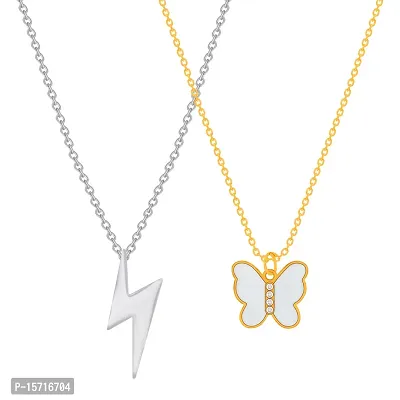 Butterfly Silver Plated Necklace Pendant Chain For Women-thumb2