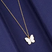 White Butterfly and  Silver Plated Necklace Pendant Chain For Women-thumb4
