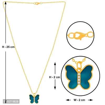Zig Zag Flash Dark Blue Charm Butterfly Necklace Chain for Women and Girls-thumb4
