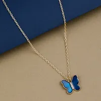 Zig Zag Flash Dark Blue Charm Butterfly Necklace Chain for Women and Girls-thumb4