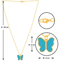 Zig Zag Flash Sky Blue Color Butterfly Necklace Chain for Women and Girls-thumb2