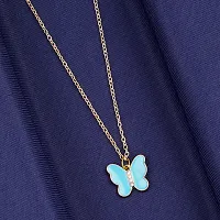 Zig Zag Flash Sky Blue Color Butterfly Necklace Chain for Women and Girls-thumb4
