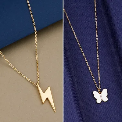 Butterfly Gold Plated Necklace Pendant Chain For Women