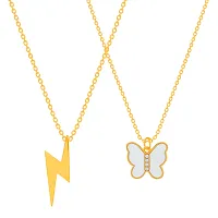 Butterfly Gold Plated Necklace Pendant Chain For Women-thumb1