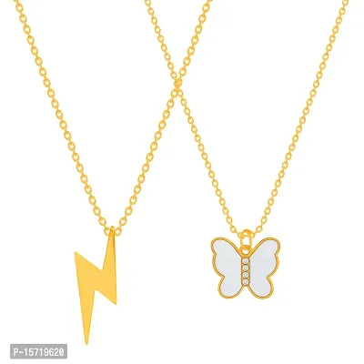 Butterfly Gold Plated Necklace Pendant Chain For Women-thumb2