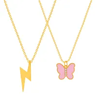 Butterfly Gold Plated Peach Necklace Pendant Chain For Women-thumb1