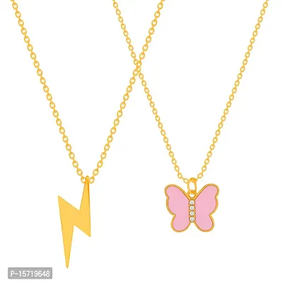 Butterfly Gold Plated Peach Necklace Pendant Chain For Women-thumb2