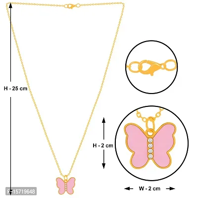 Butterfly Gold Plated Peach Necklace Pendant Chain For Women-thumb4