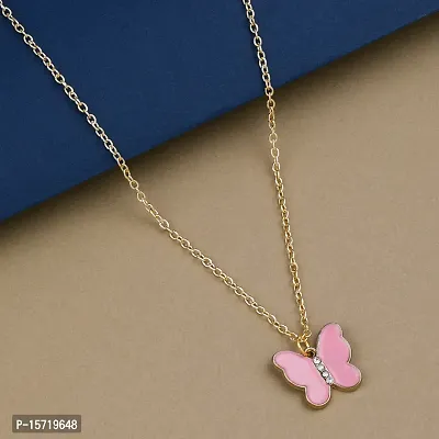 Butterfly Gold Plated Peach Necklace Pendant Chain For Women-thumb5