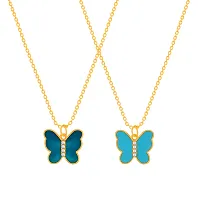 Multi Color Butterfly Gold Plated Necklace Pendant Chain For Women-thumb1