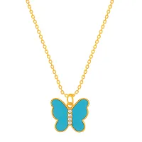 Multi Color Butterfly Gold Plated Necklace Pendant Chain For Women-thumb2