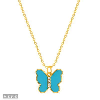 Multi Color Butterfly Gold Plated Necklace Pendant Chain For Women-thumb3