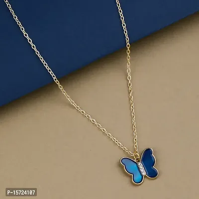 Multi Color Butterfly Gold Plated Necklace Pendant Chain For Women-thumb5