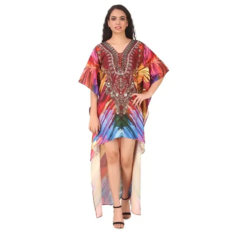 Fancy Printed High Low Kaftan Dress