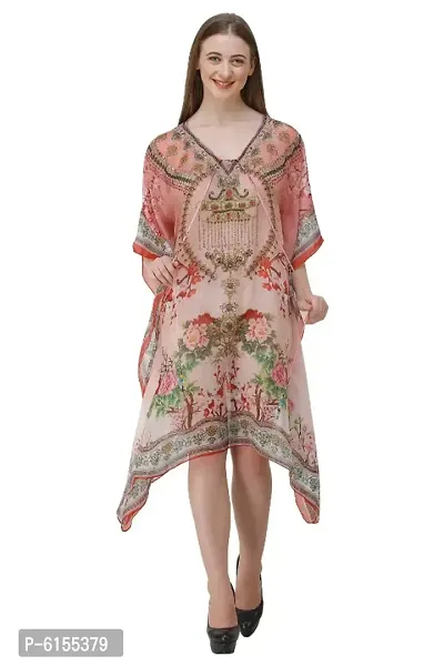 Trendy Attractive Georgette Knee Length Kaftan Dress-thumb0