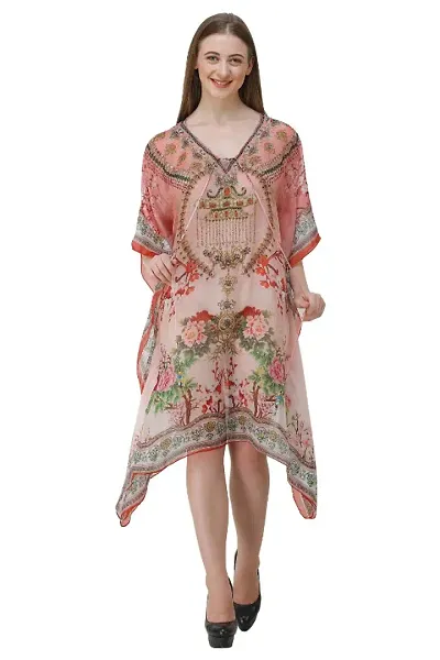 Trendy Attractive Georgette Knee Length Kaftan Dress