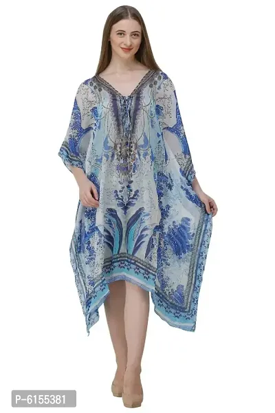 Trendy Attractive Georgette Knee Length Kaftan Dress-thumb0